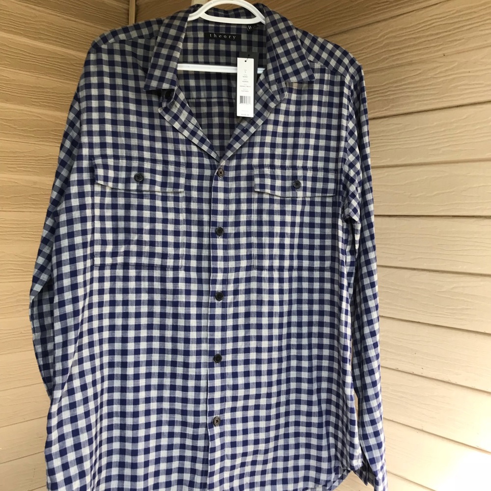 Theory button down checks  long sleeves shirt